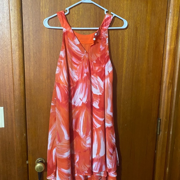 Studio One Orange Asymmetrical Sundress Halter - Picture 2 of 4